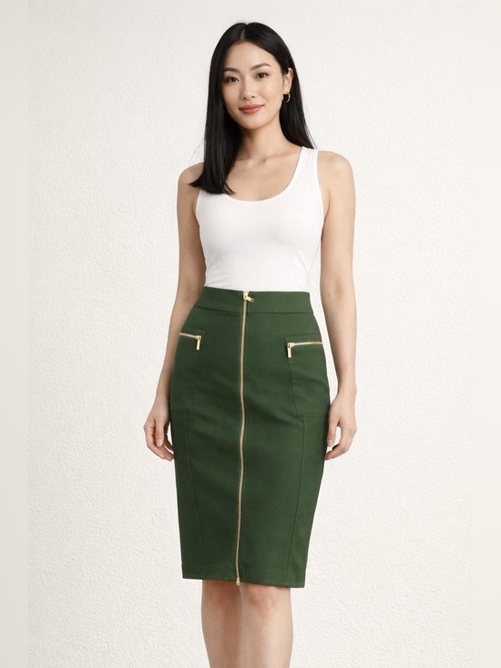 Olivia Blu Dresses & Skirts - Olivia Blu Green Zippered Pencil Skirt , stretchy, pull up size Large